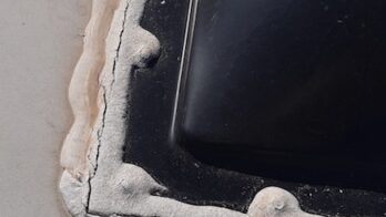 RV skylight with cracked caulking seal will easily leak rain water